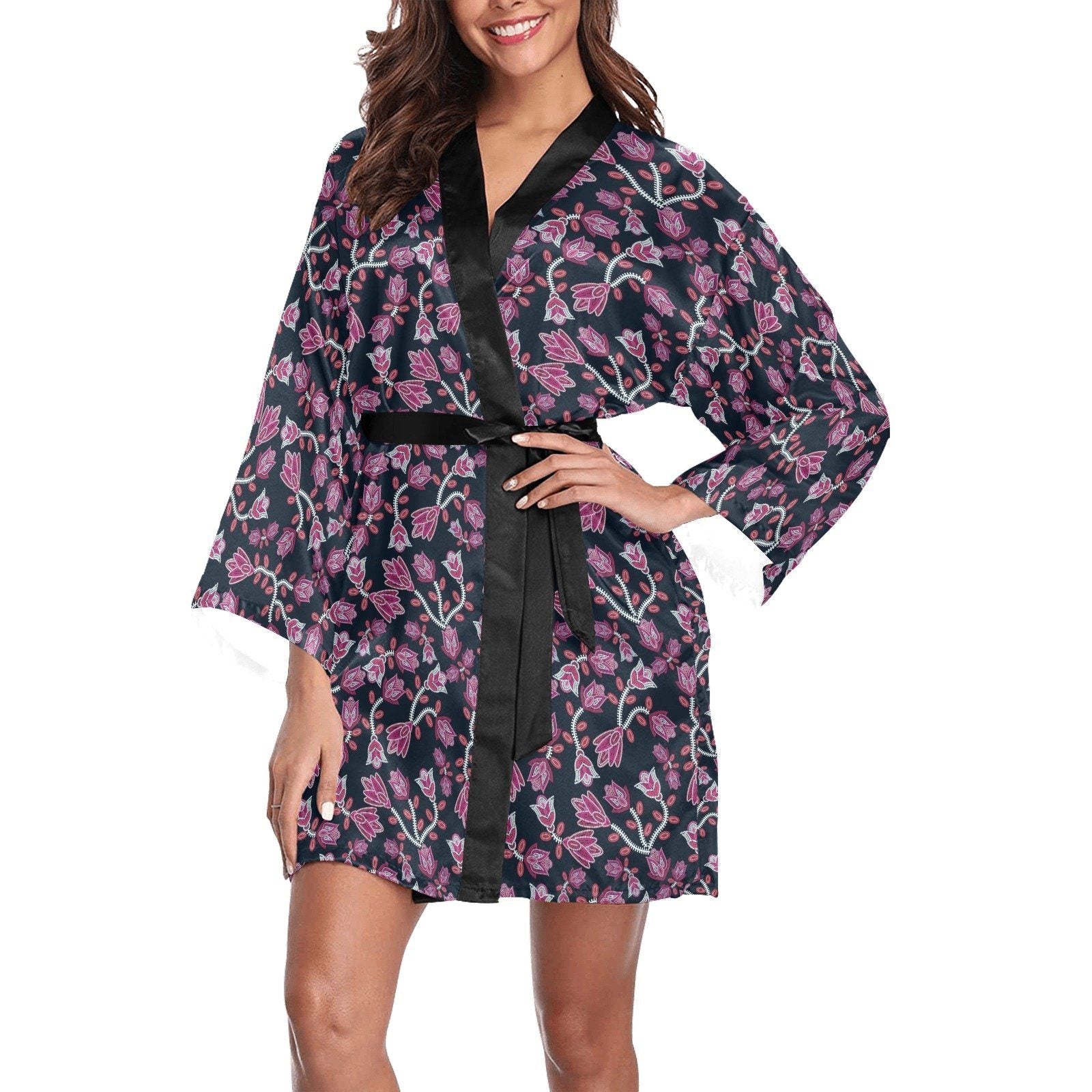Beaded Pink Long Sleeve Kimono Robe Long Sleeve Kimono Robe e-joyer 