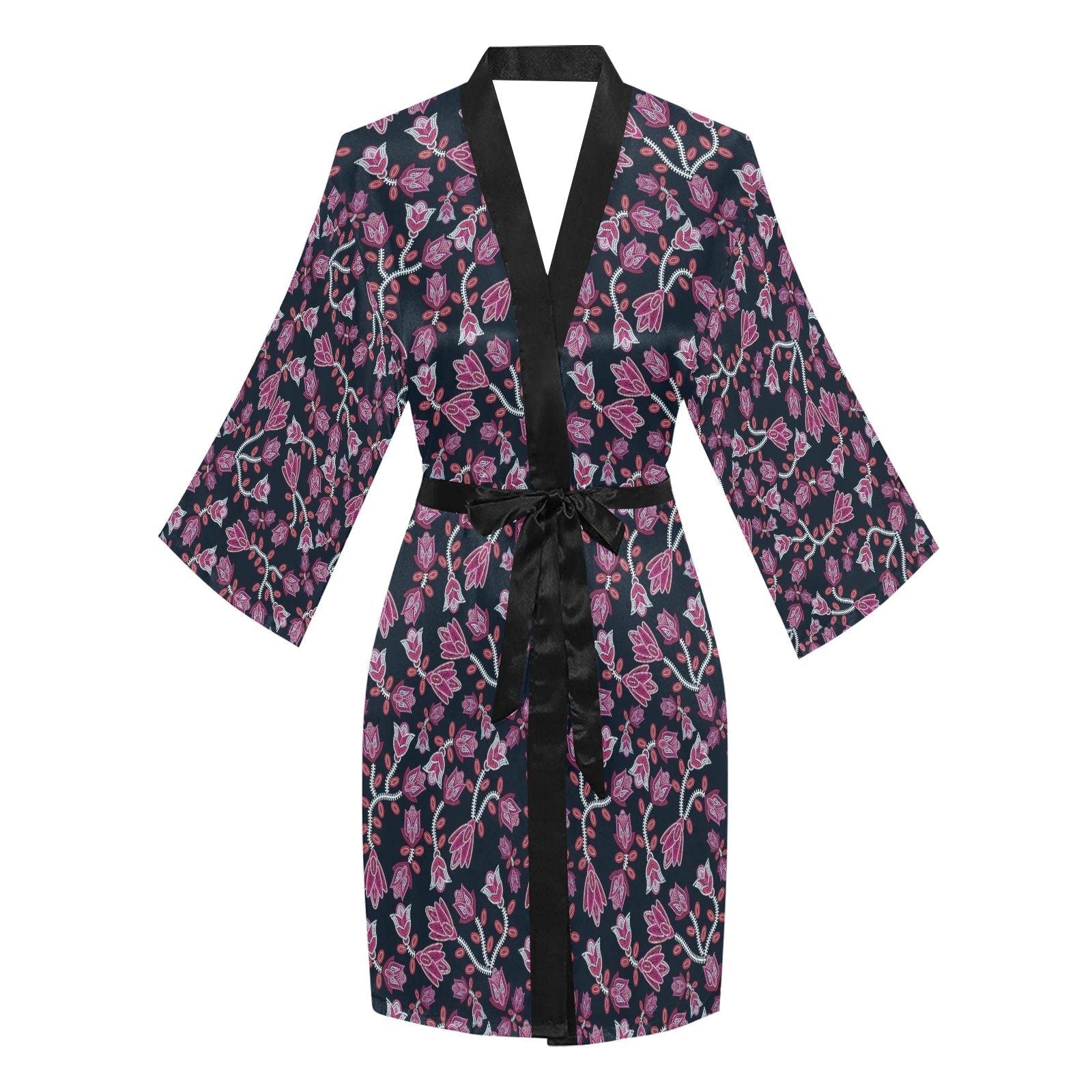 Beaded Pink Long Sleeve Kimono Robe Long Sleeve Kimono Robe e-joyer 