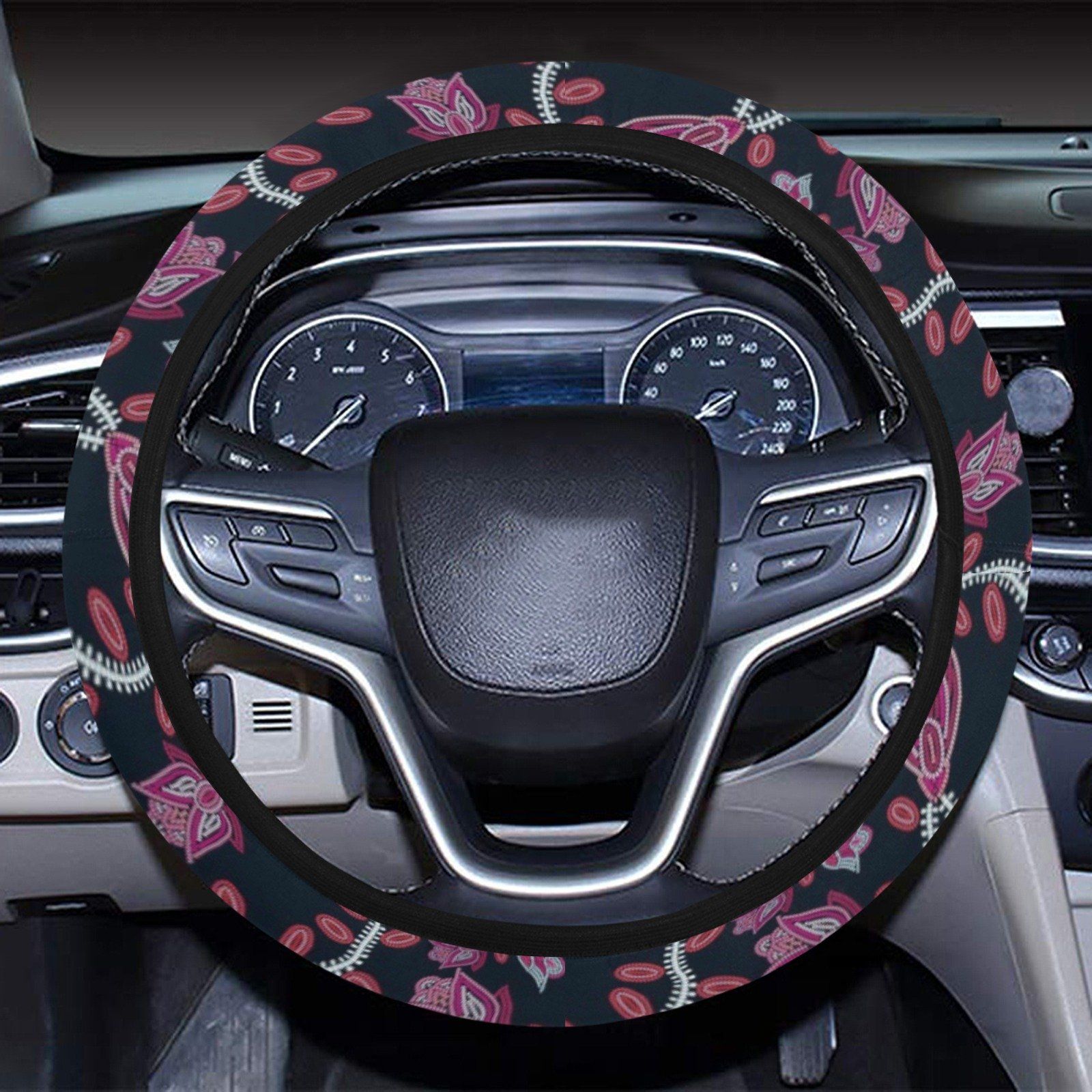 Beaded Pink Steering Wheel Cover with Elastic Edge Steering Wheel Cover with Elastic Edge e-joyer 