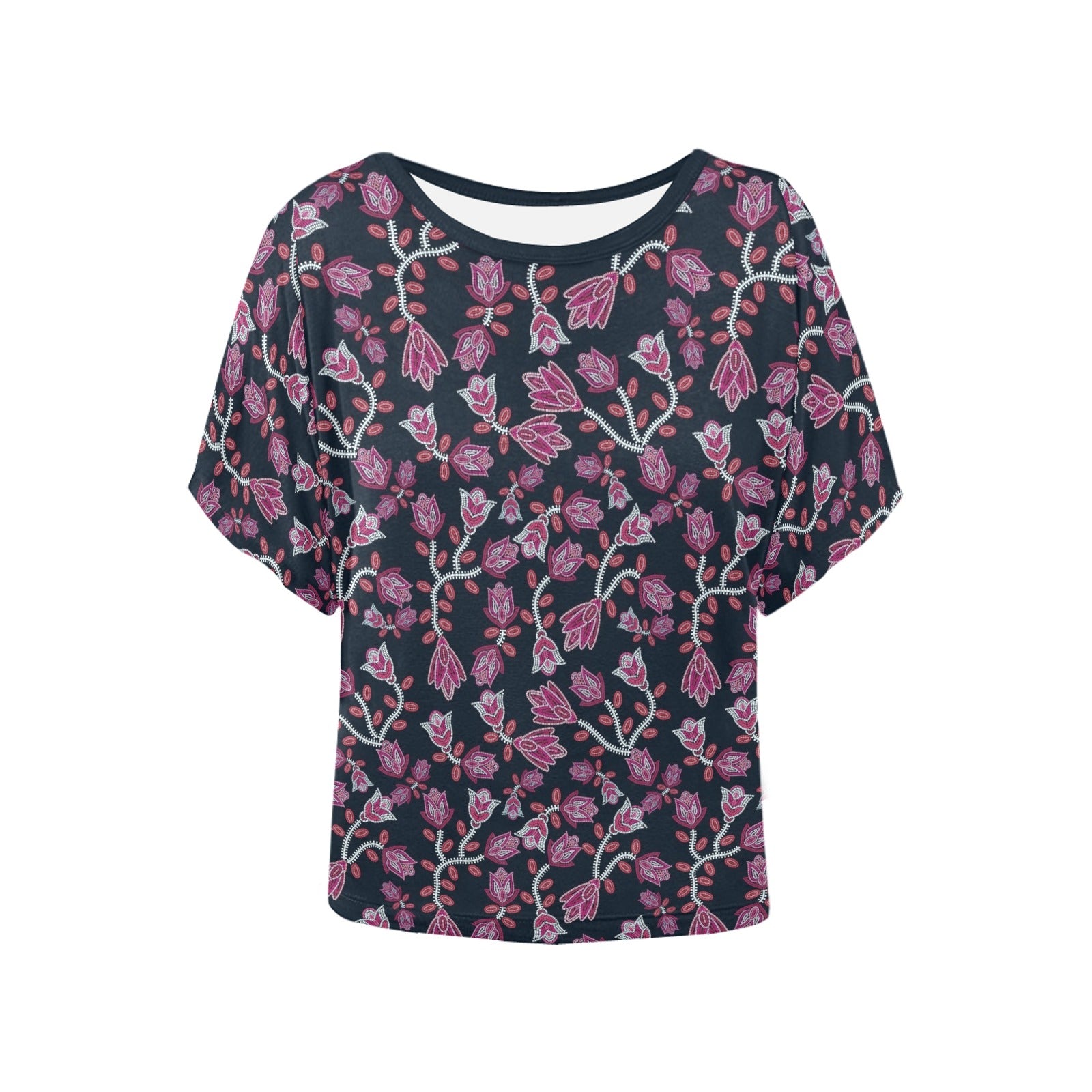 Beaded Pink Women's Batwing-Sleeved Blouse T shirt (Model T44) Women's Batwing-Sleeved Blouse T shirt (T44) e-joyer 