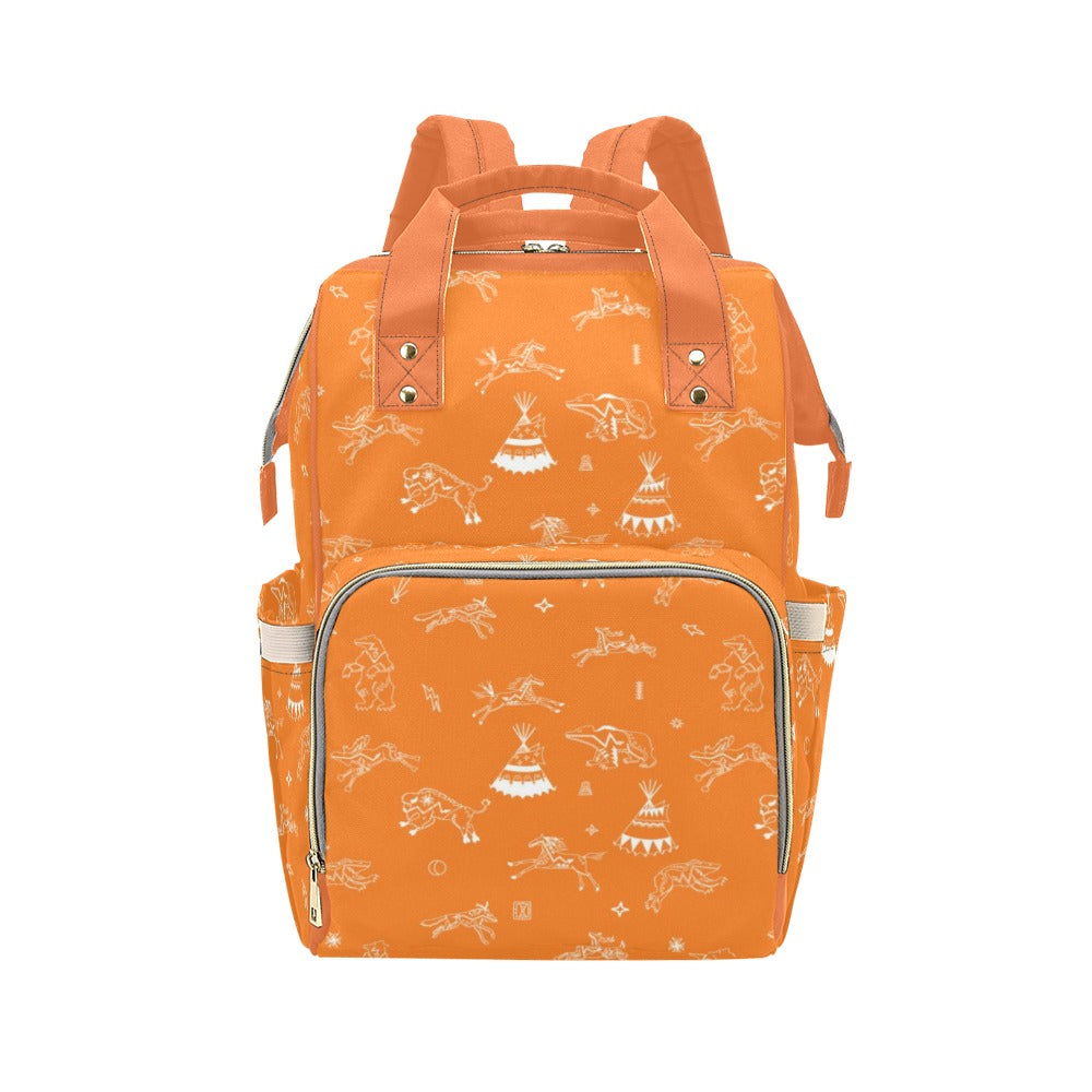 Ledger Dabbles Orange Multi-Function Diaper Backpack/Diaper Bag