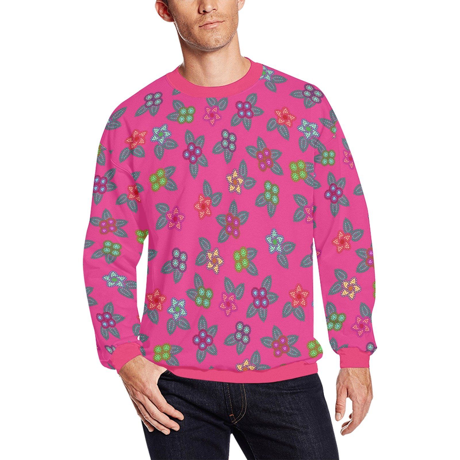 Berry Flowers All Over Print Crewneck Sweatshirt for Men (Model H18) shirt e-joyer 