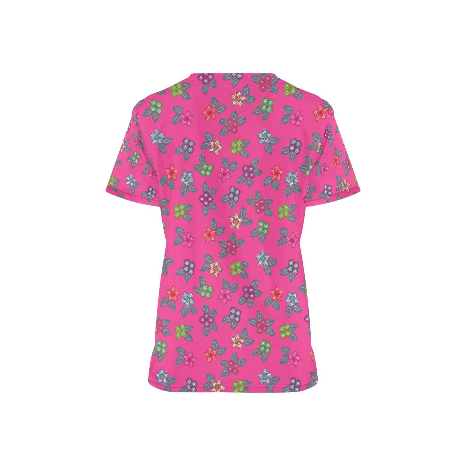 Berry Flowers All Over Print Scrub Top Scrub Top e-joyer 