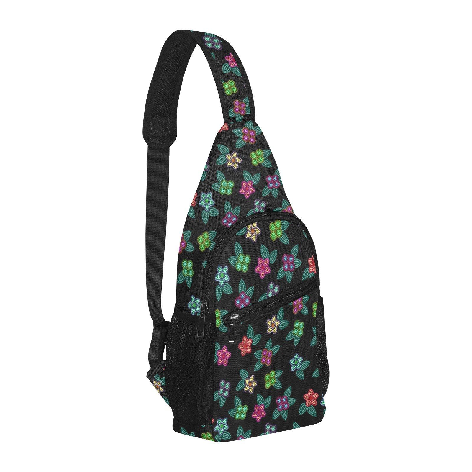 Berry Flowers Black All Over Print Chest Bag (Model 1719) All Over Print Chest Bag (1719) e-joyer 