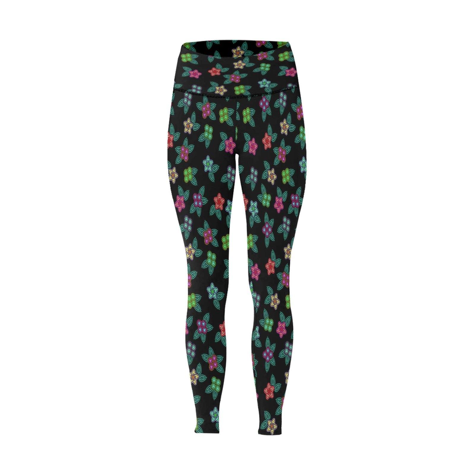 Berry Flowers Black All Over Print High-Waisted Leggings (Model L36) High-Waisted Leggings (L36) e-joyer 