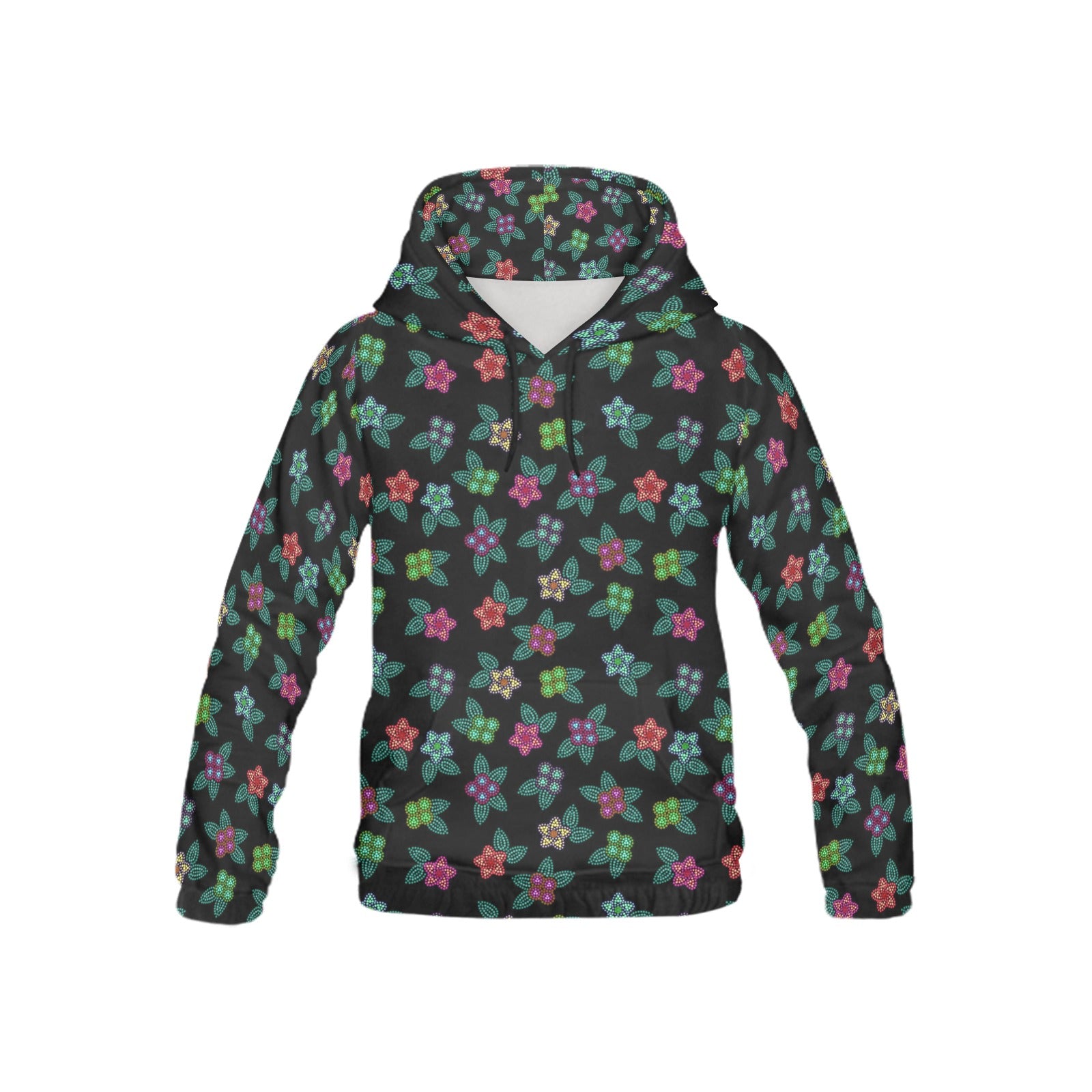 Berry Flowers Black All Over Print Hoodie for Kid (USA Size) (Model H13) All Over Print Hoodie for Kid (H13) e-joyer 