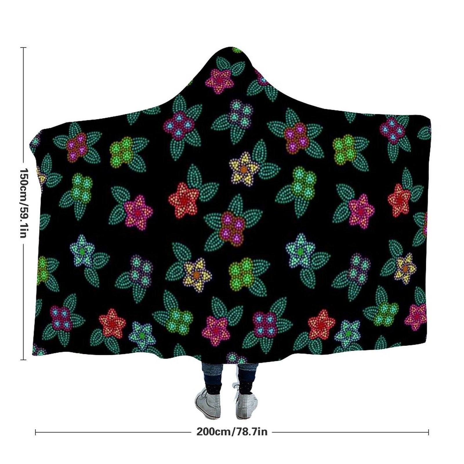 Berry Flowers Black Hooded Blanket 49 Dzine 