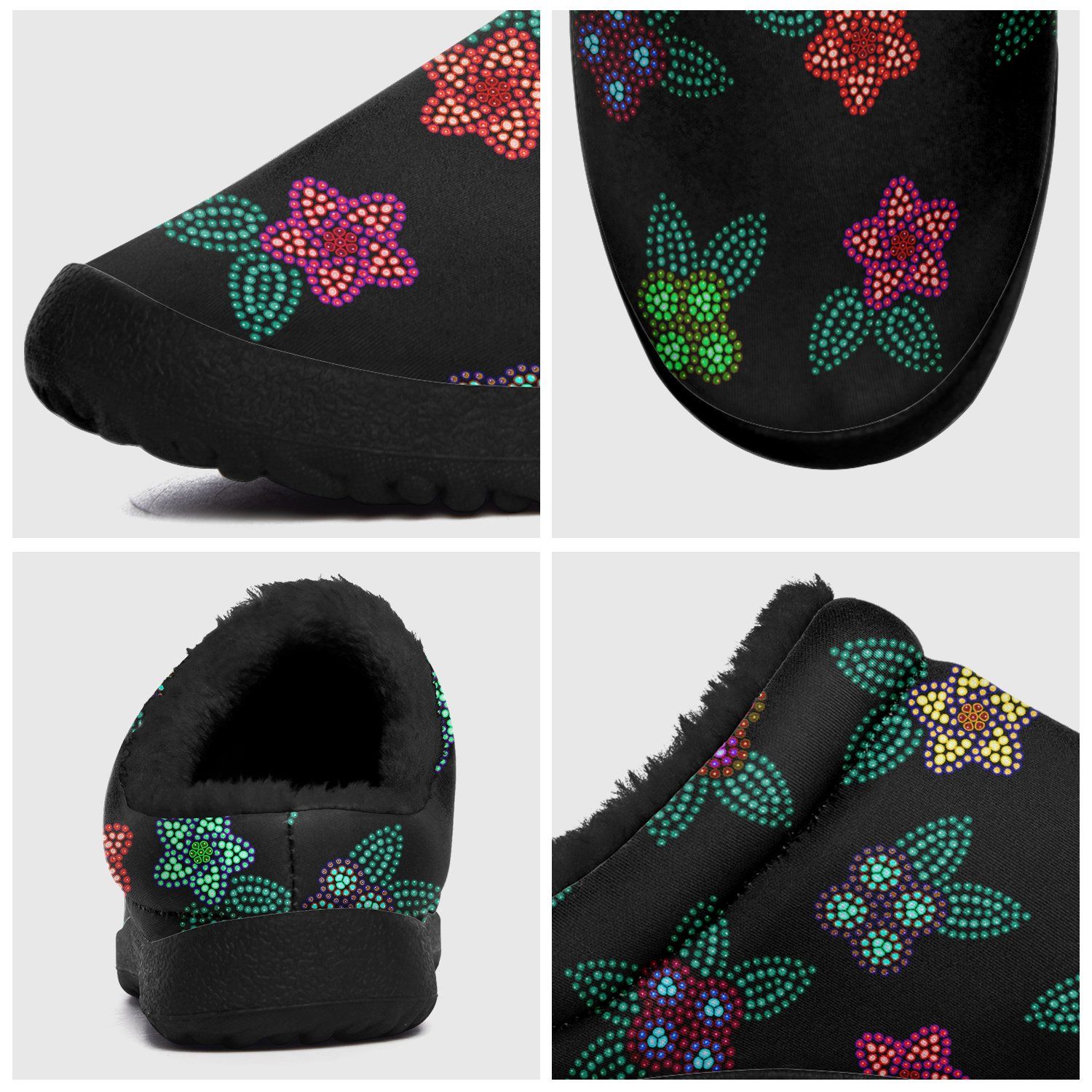 Berry Flowers Black Ikinnii Indoor Slipper 49 Dzine 