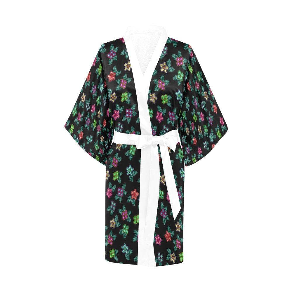 Berry Flowers Black Kimono Robe Artsadd 