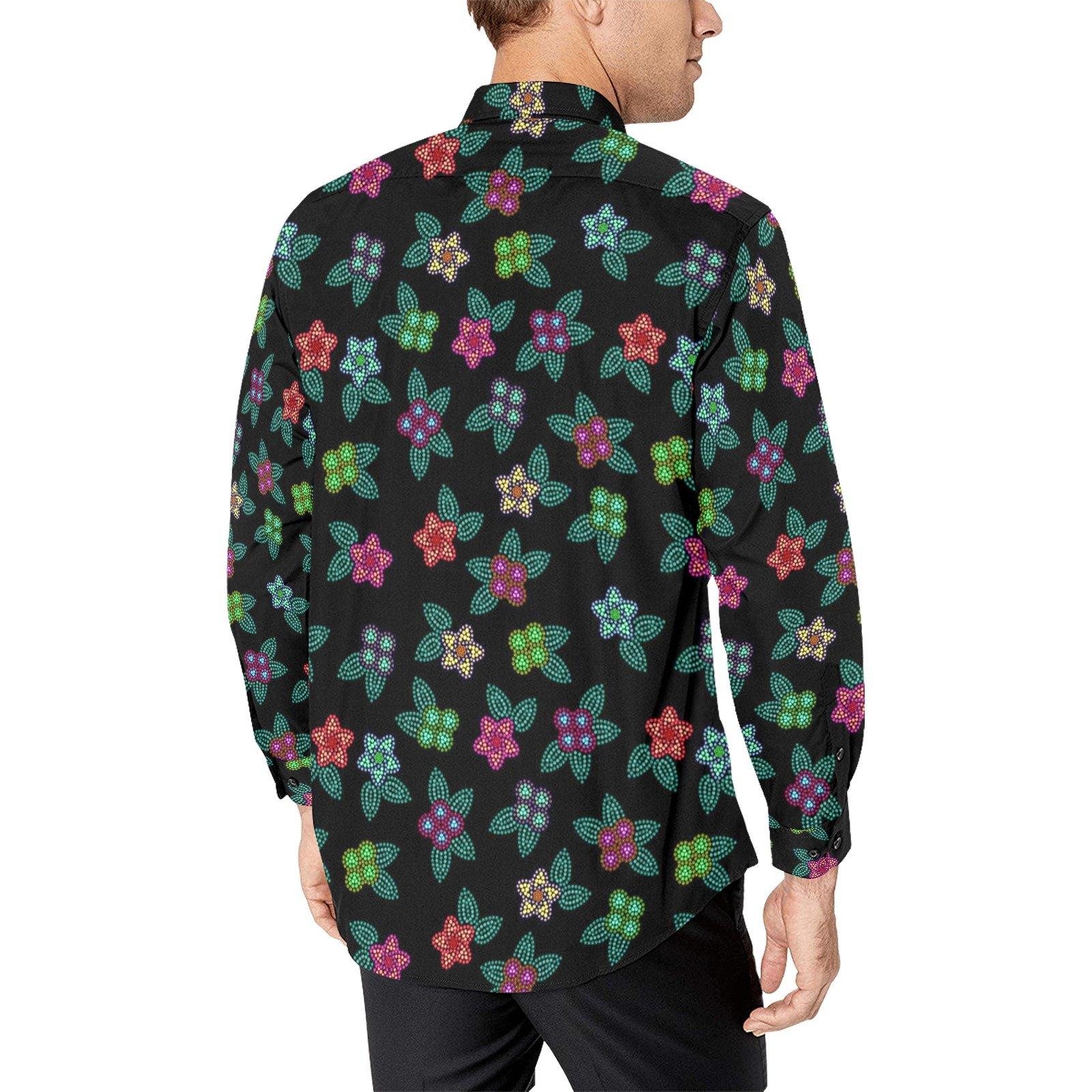 Berry Flowers Black Men's All Over Print Casual Dress Shirt (Model T61) Men's Dress Shirt (T61) e-joyer 