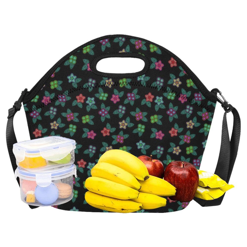 Berry Flowers Black Neoprene Lunch Bag/Large (Model 1669) bag e-joyer 