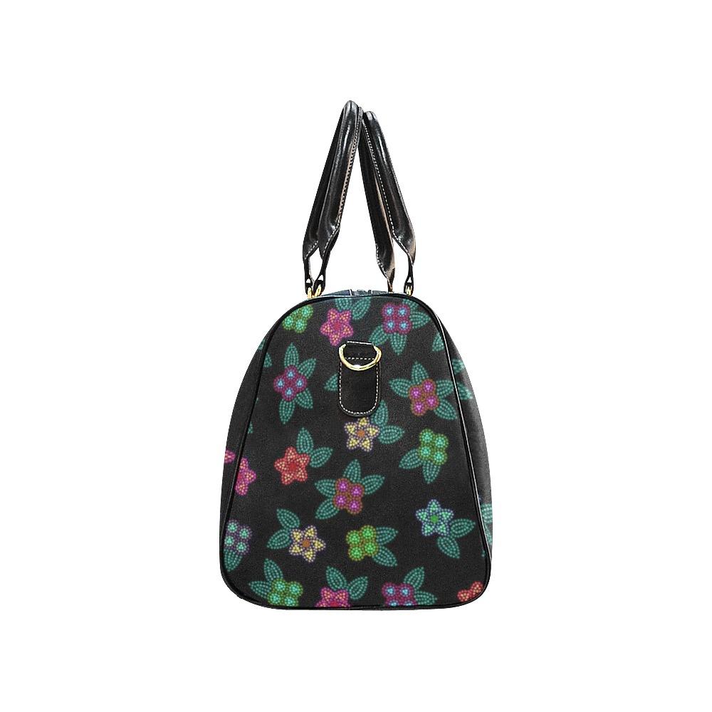 Berry Flowers Black New Waterproof Travel Bag/Large (Model 1639) Waterproof Travel Bags (1639) e-joyer 