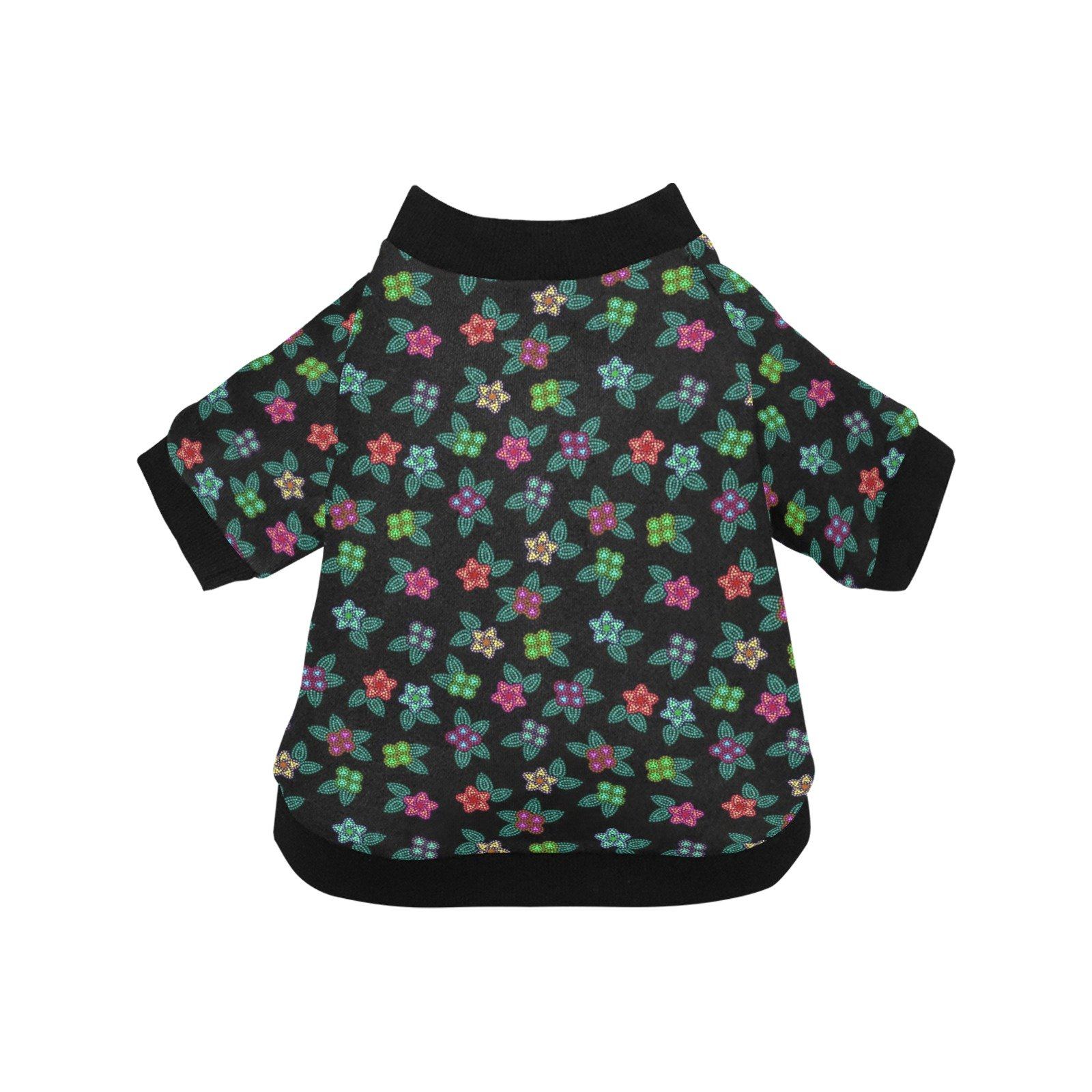 Berry Flowers Black Pet Dog Round Neck Shirt Pet Dog Round Neck Shirt e-joyer 