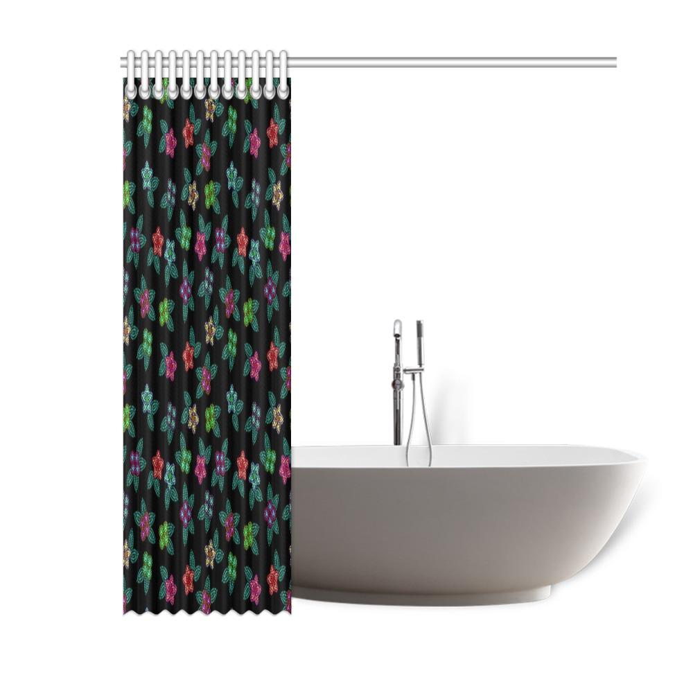 Berry Flowers Black Shower Curtain 60"x72" Shower Curtain 60"x72" e-joyer 