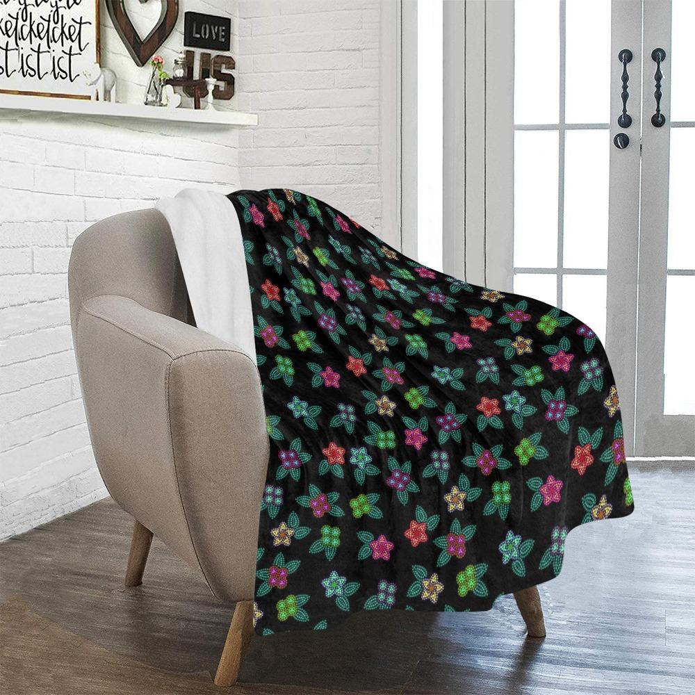 Berry Flowers Black Ultra-Soft Micro Fleece Blanket 40"x50" Ultra-Soft Blanket 40''x50'' e-joyer 