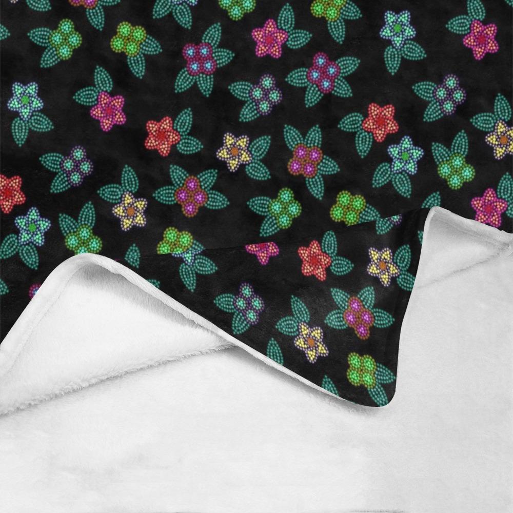 Berry Flowers Black Ultra-Soft Micro Fleece Blanket 40"x50" Ultra-Soft Blanket 40''x50'' e-joyer 