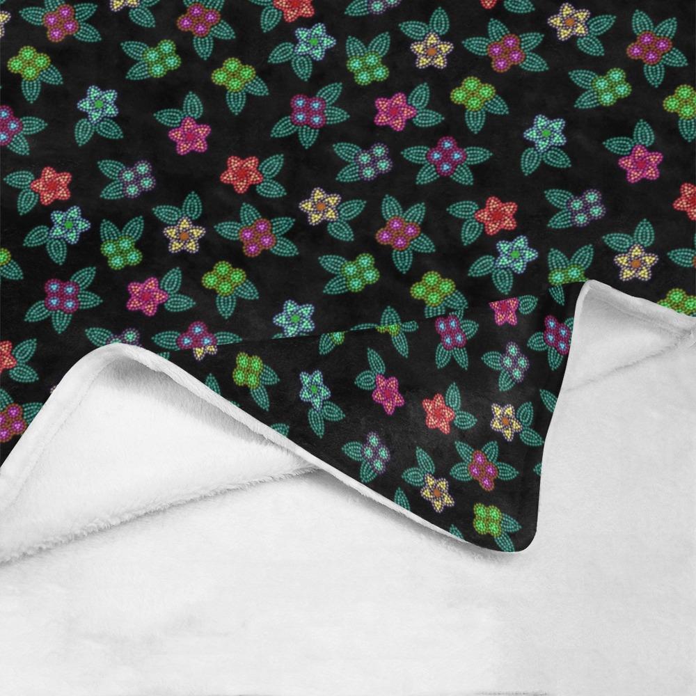 Berry Flowers Black Ultra-Soft Micro Fleece Blanket 50"x60" Ultra-Soft Blanket 50''x60'' e-joyer 