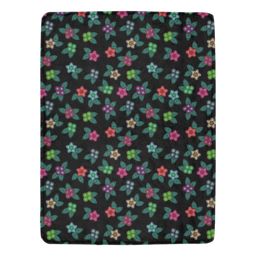 Berry Flowers Black Ultra-Soft Micro Fleece Blanket 60"x80" Ultra-Soft Blanket 60''x80'' e-joyer 