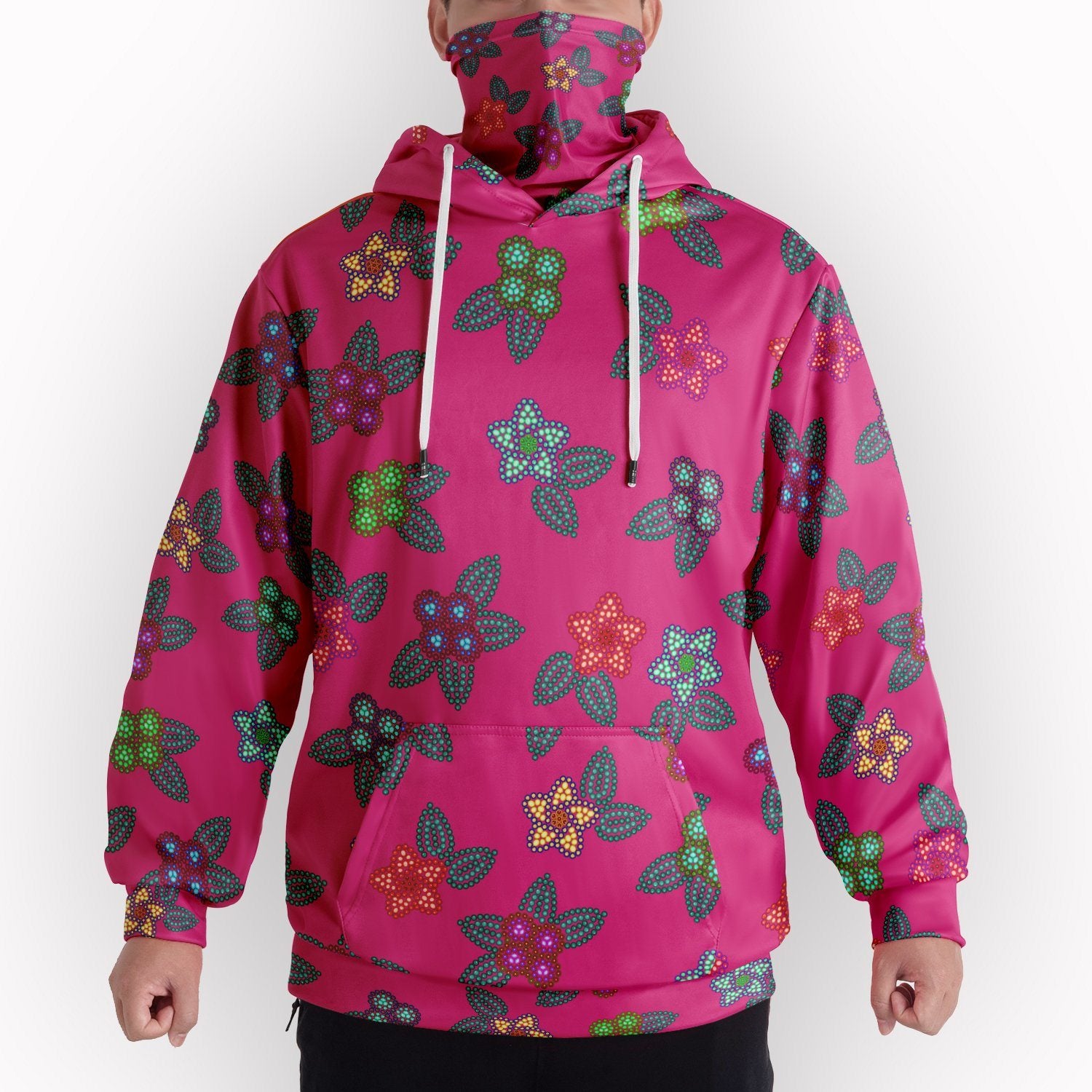 Berry Flowers Hoodie with Face Cover 49 Dzine 