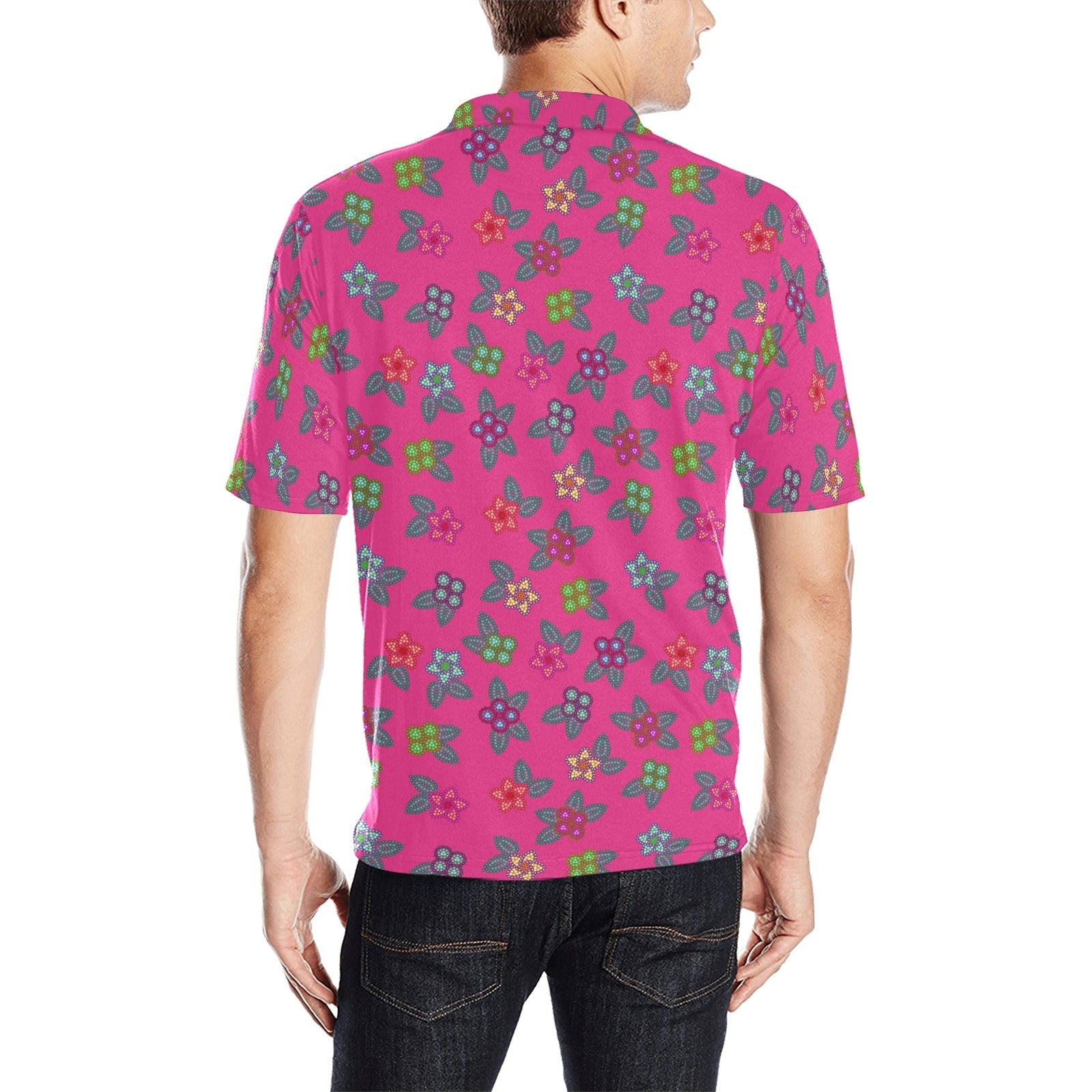 Berry Flowers Men's All Over Print Polo Shirt (Model T55) Men's Polo Shirt (Model T55) e-joyer 