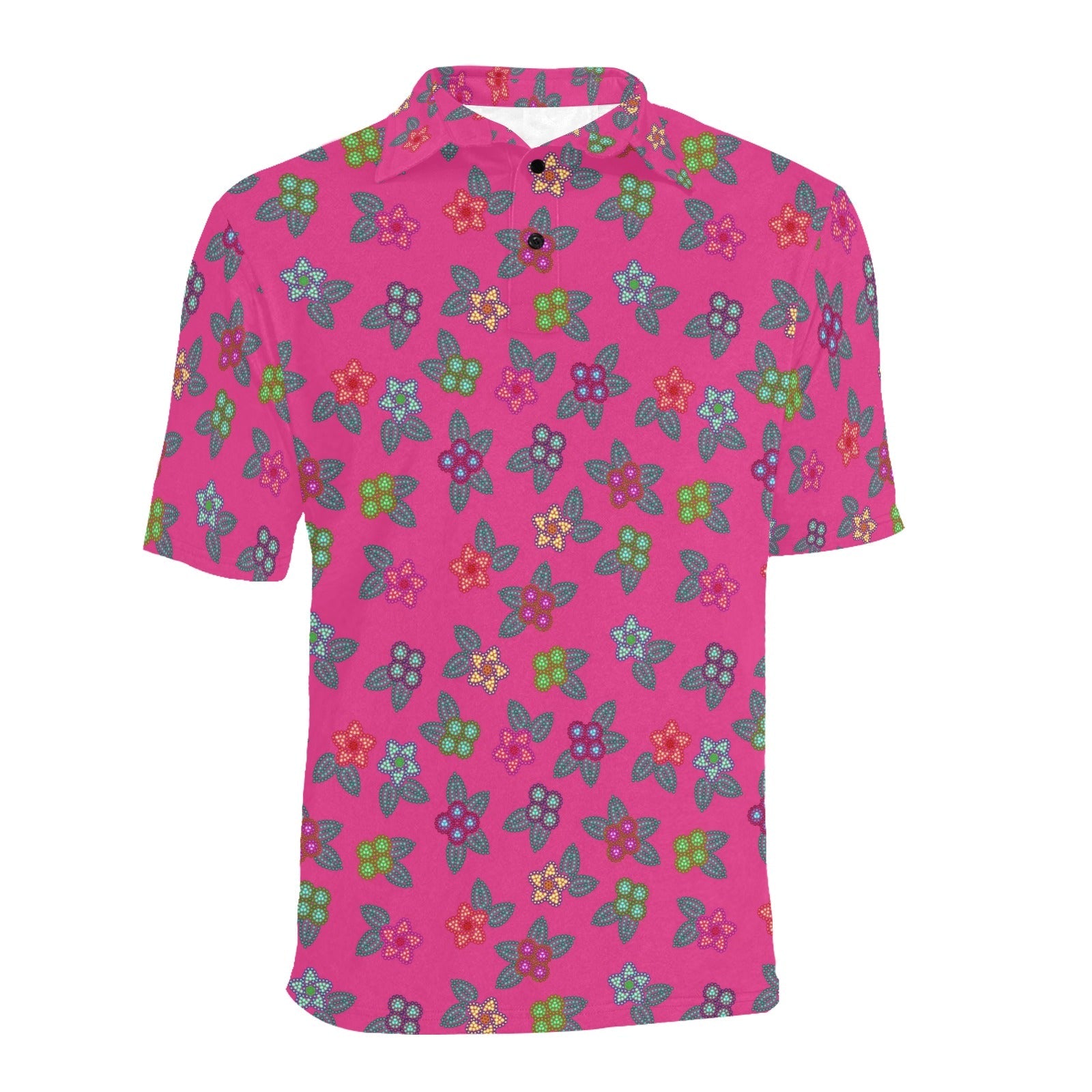 Berry Flowers Men's All Over Print Polo Shirt (Model T55) Men's Polo Shirt (Model T55) e-joyer 