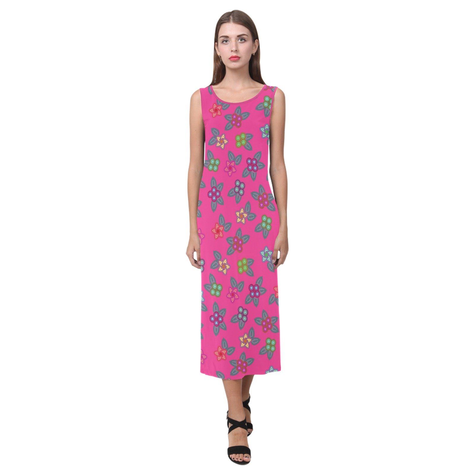 Berry Flowers Phaedra Sleeveless Open Fork Long Dress (Model D08) dress e-joyer 