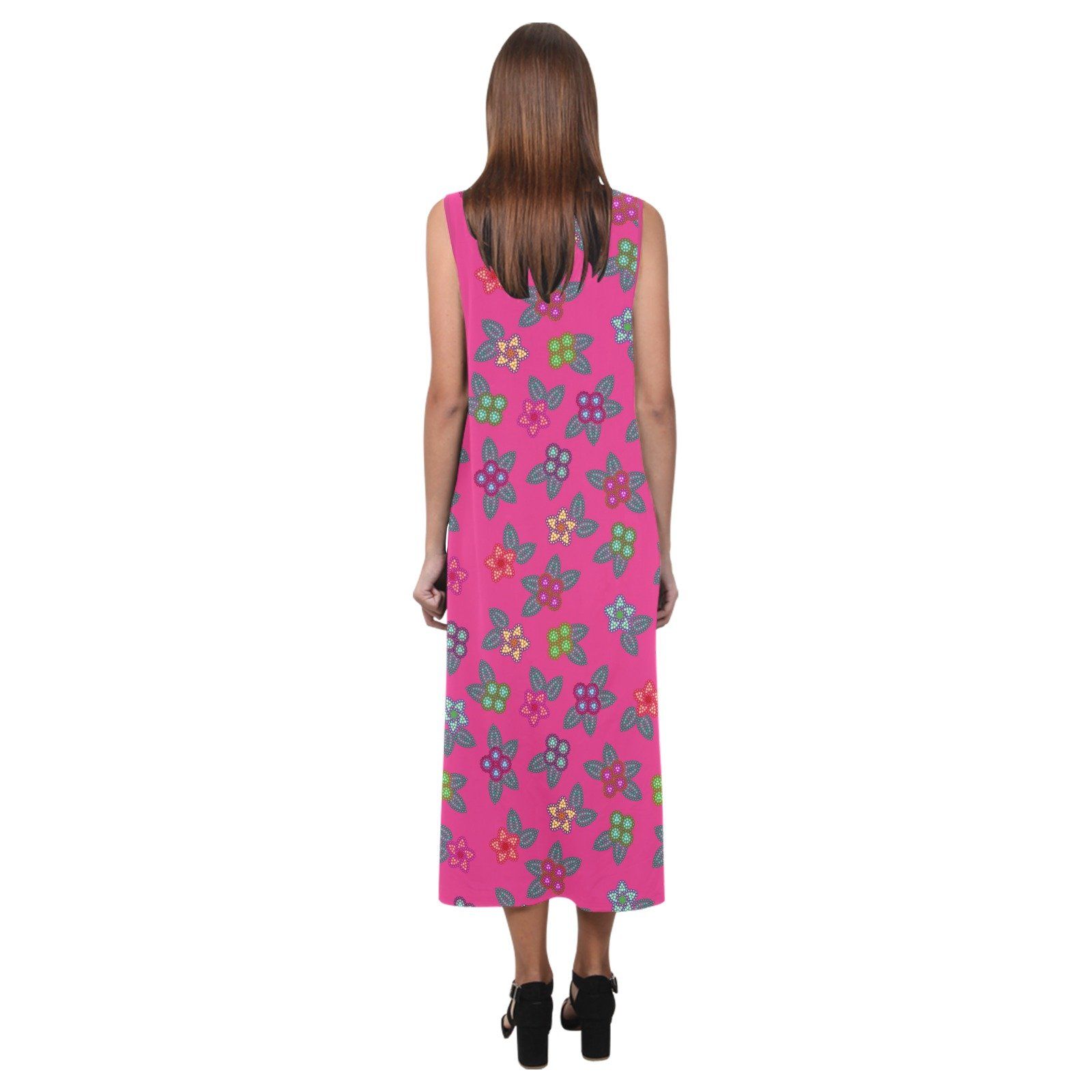 Berry Flowers Phaedra Sleeveless Open Fork Long Dress (Model D08) dress e-joyer 