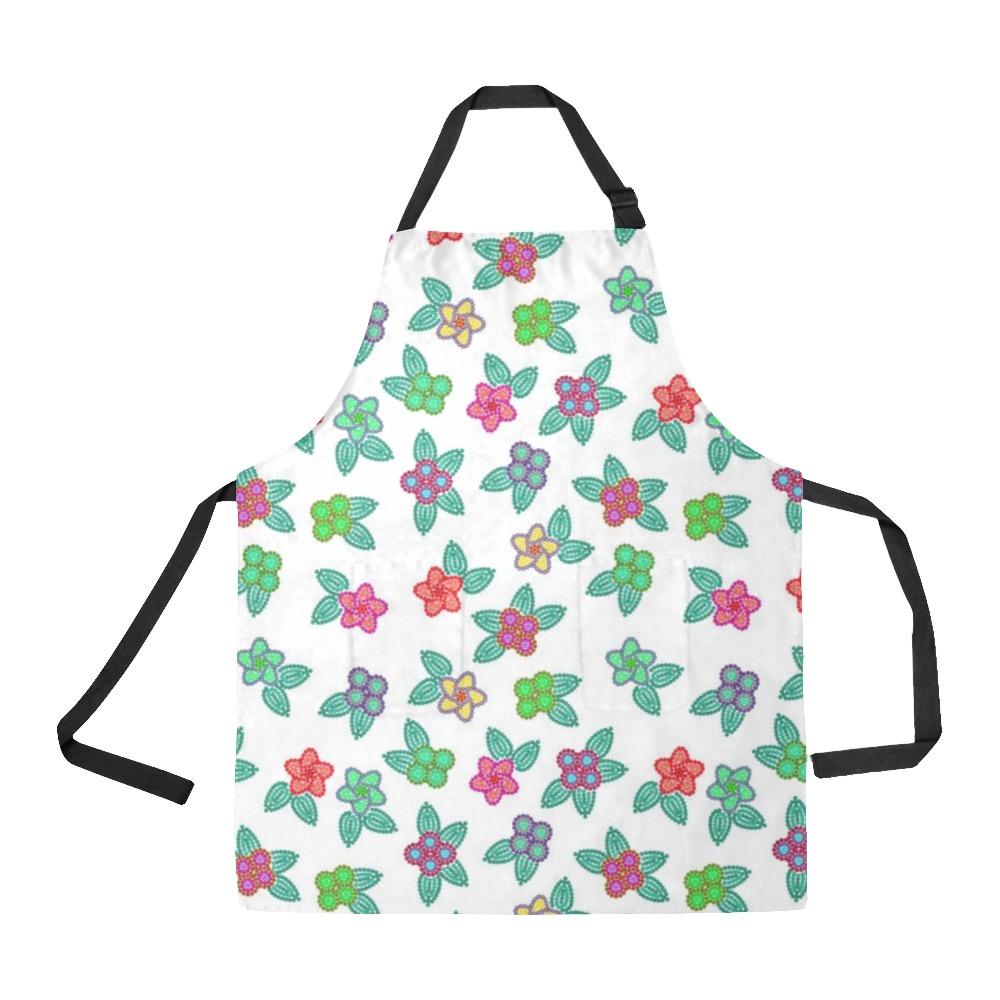 Berry Flowers White All Over Print Apron All Over Print Apron e-joyer 