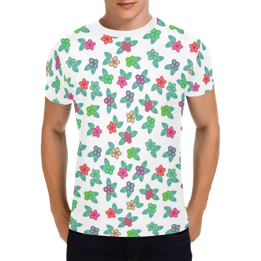 Berry Flowers White All Over Print T-Shirt for Men (USA Size) (Model T40) All Over Print T-Shirt for Men (T40) e-joyer 