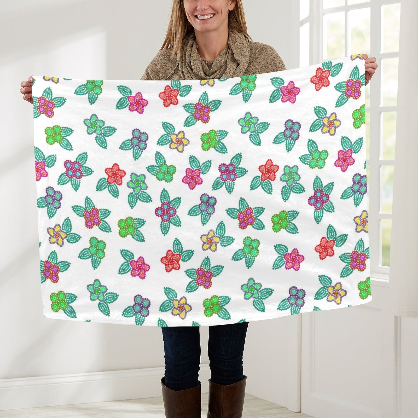 Berry Flowers White Baby Blanket 30"x40" Baby Blanket 30"x40" e-joyer 