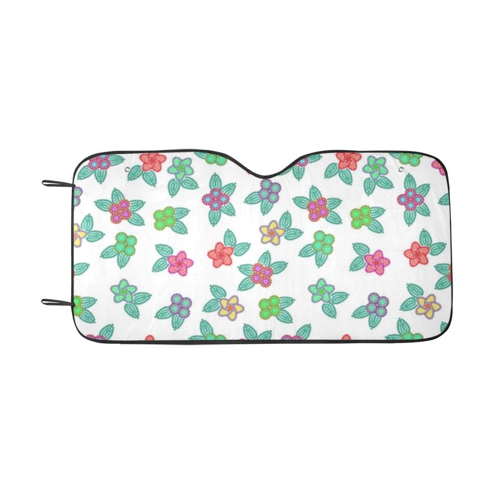 Berry Flowers White Car Sun Shade 55"x30" Car Sun Shade e-joyer 