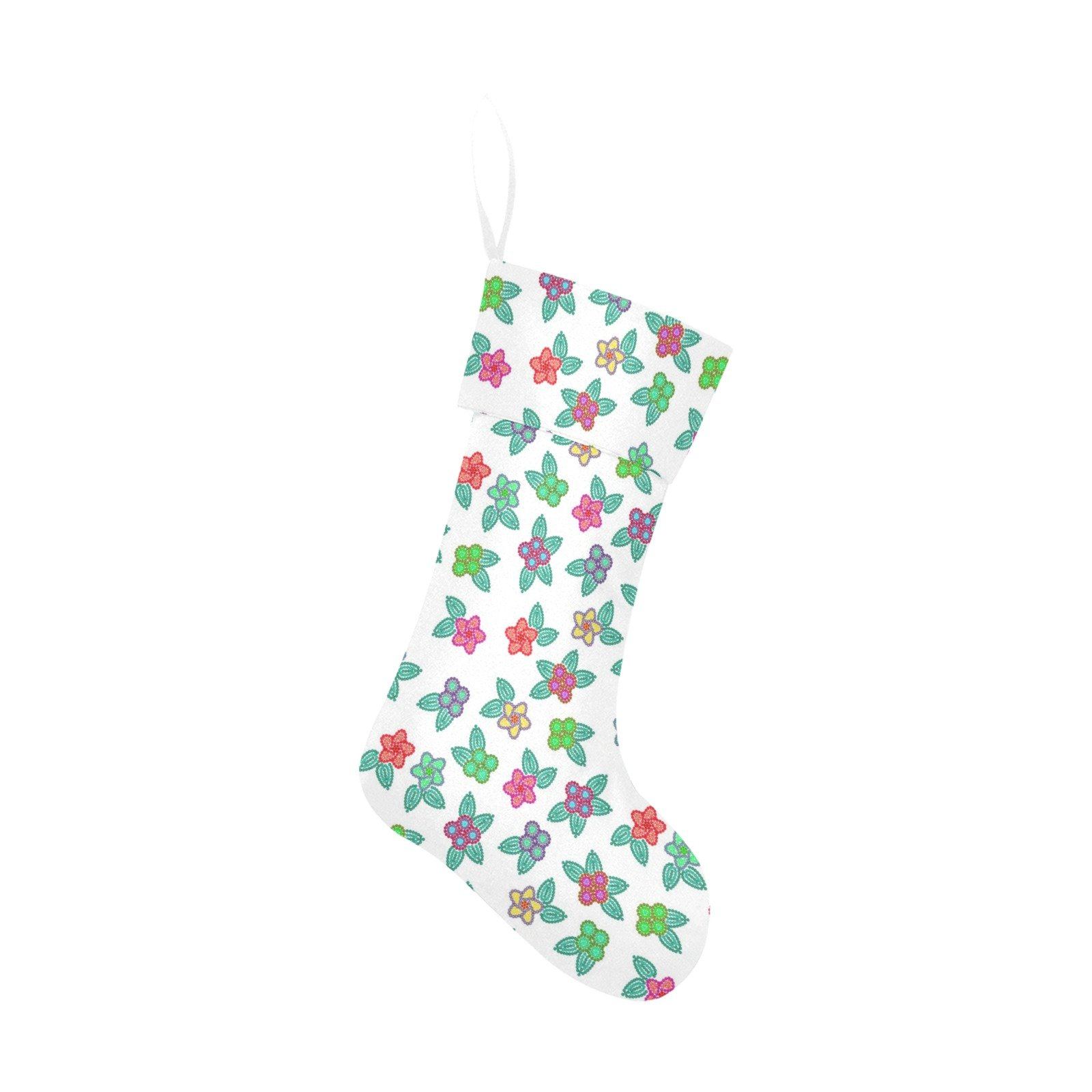 Berry Flowers White Christmas Stocking holiday stocking e-joyer 