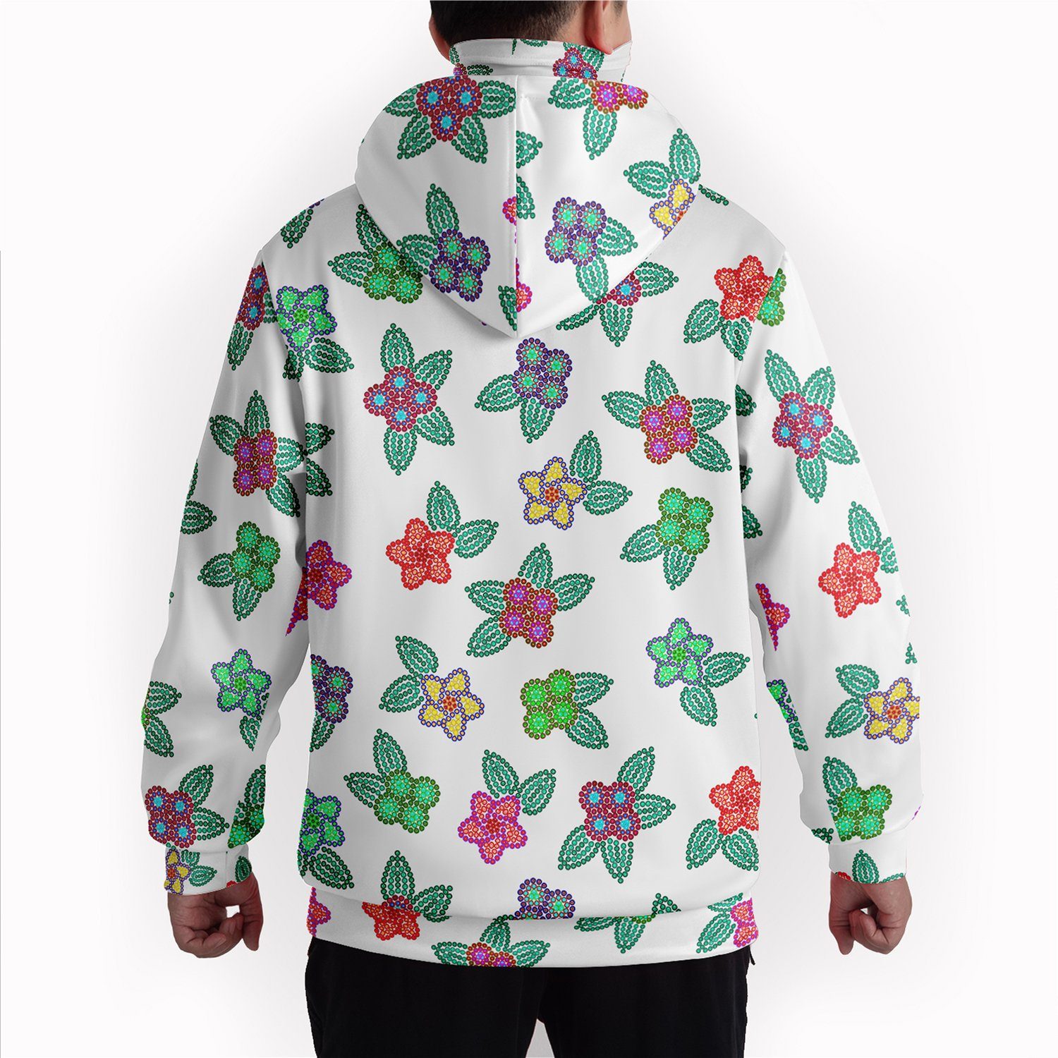 Berry Flowers White Hoodie with Face Cover 49 Dzine 