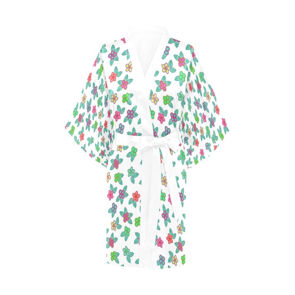 Berry Flowers White Kimono Robe Artsadd 