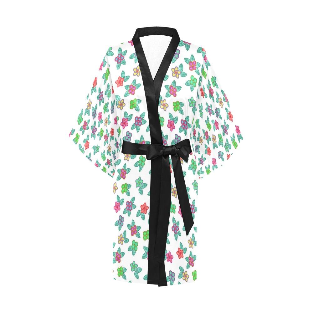 Berry Flowers White Kimono Robe Artsadd 