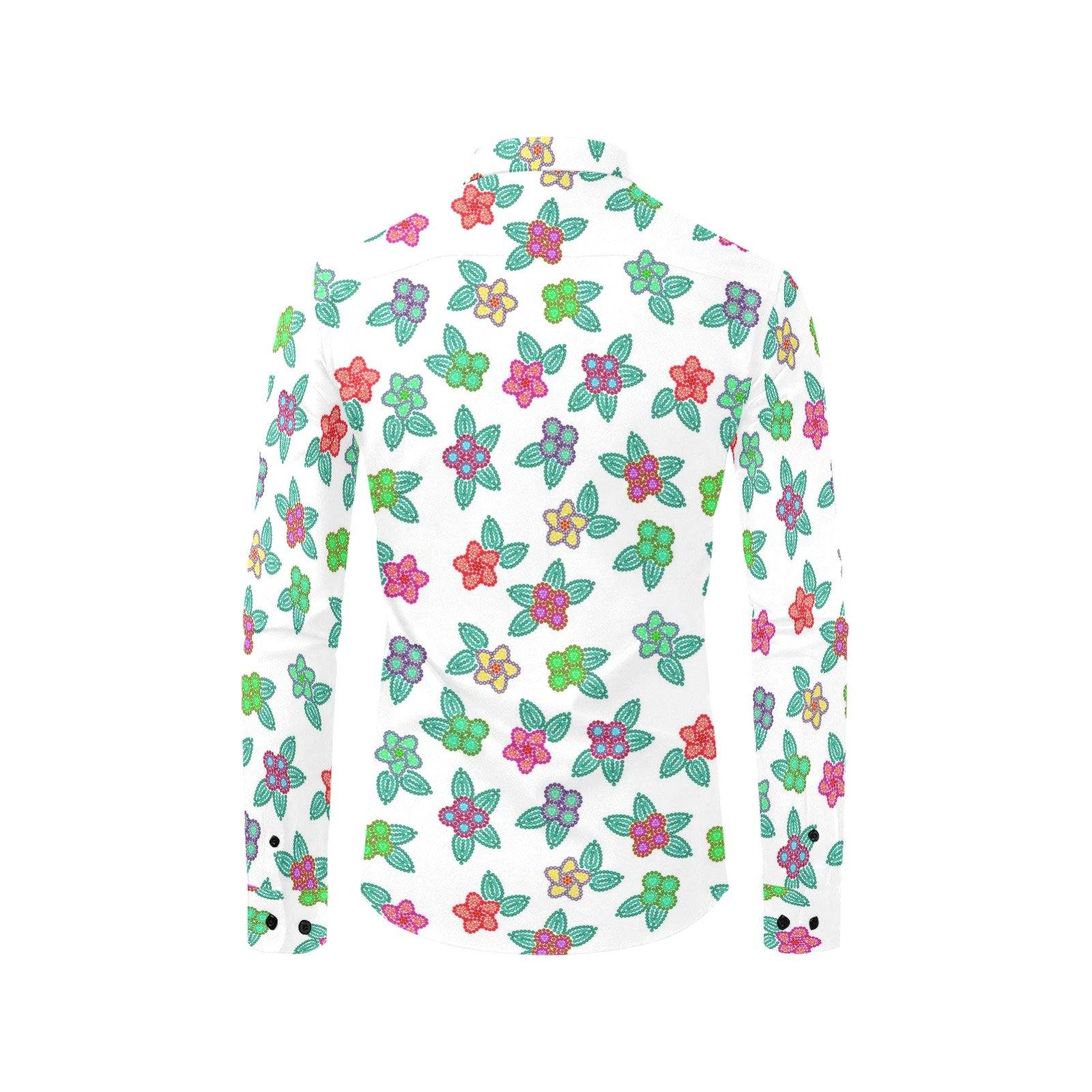 Berry Flowers White Men's All Over Print Casual Dress Shirt (Model T61) Men's Dress Shirt (T61) e-joyer 