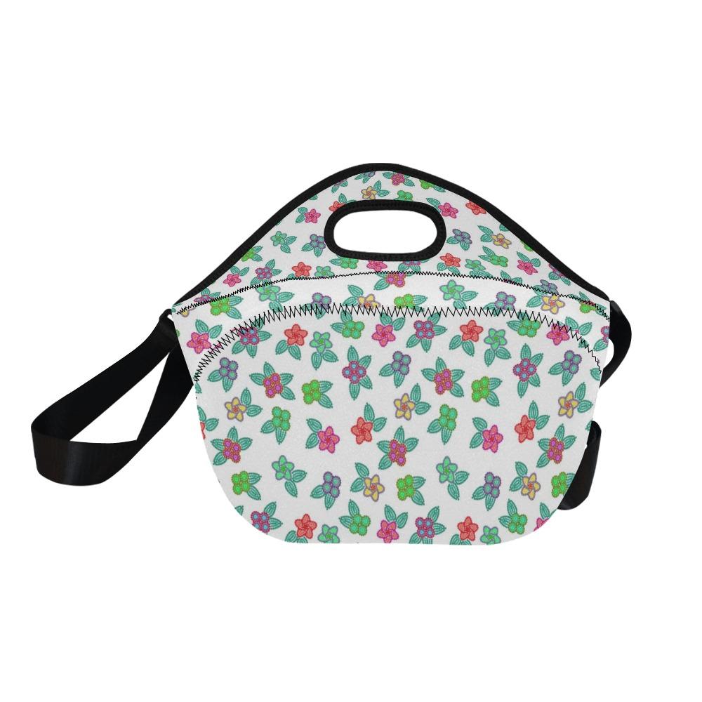 Berry Flowers White Neoprene Lunch Bag/Large (Model 1669) bag e-joyer 