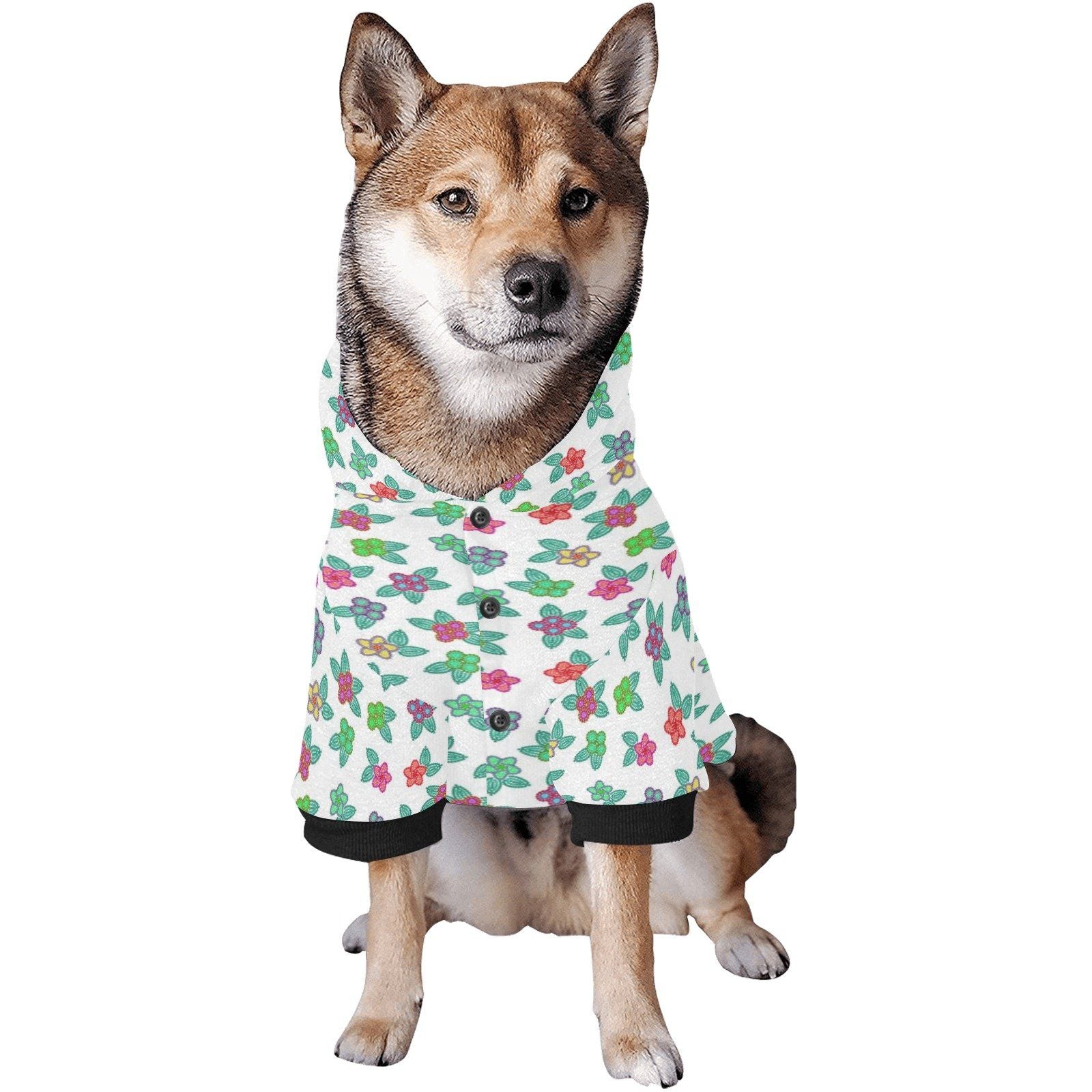 Berry Flowers White Pet Dog Hoodie Pet Dog Hoodie e-joyer 