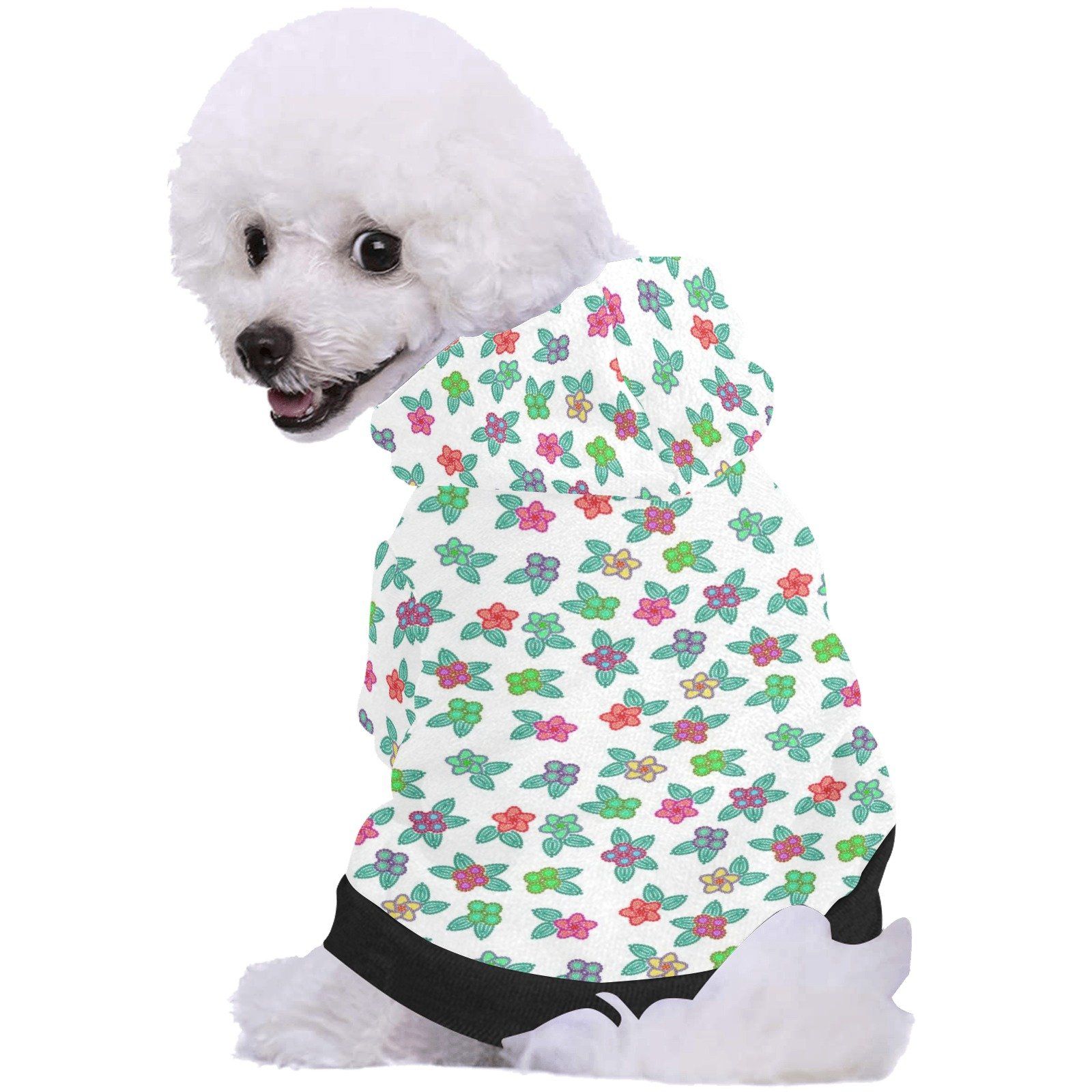 Berry Flowers White Pet Dog Hoodie Pet Dog Hoodie e-joyer 