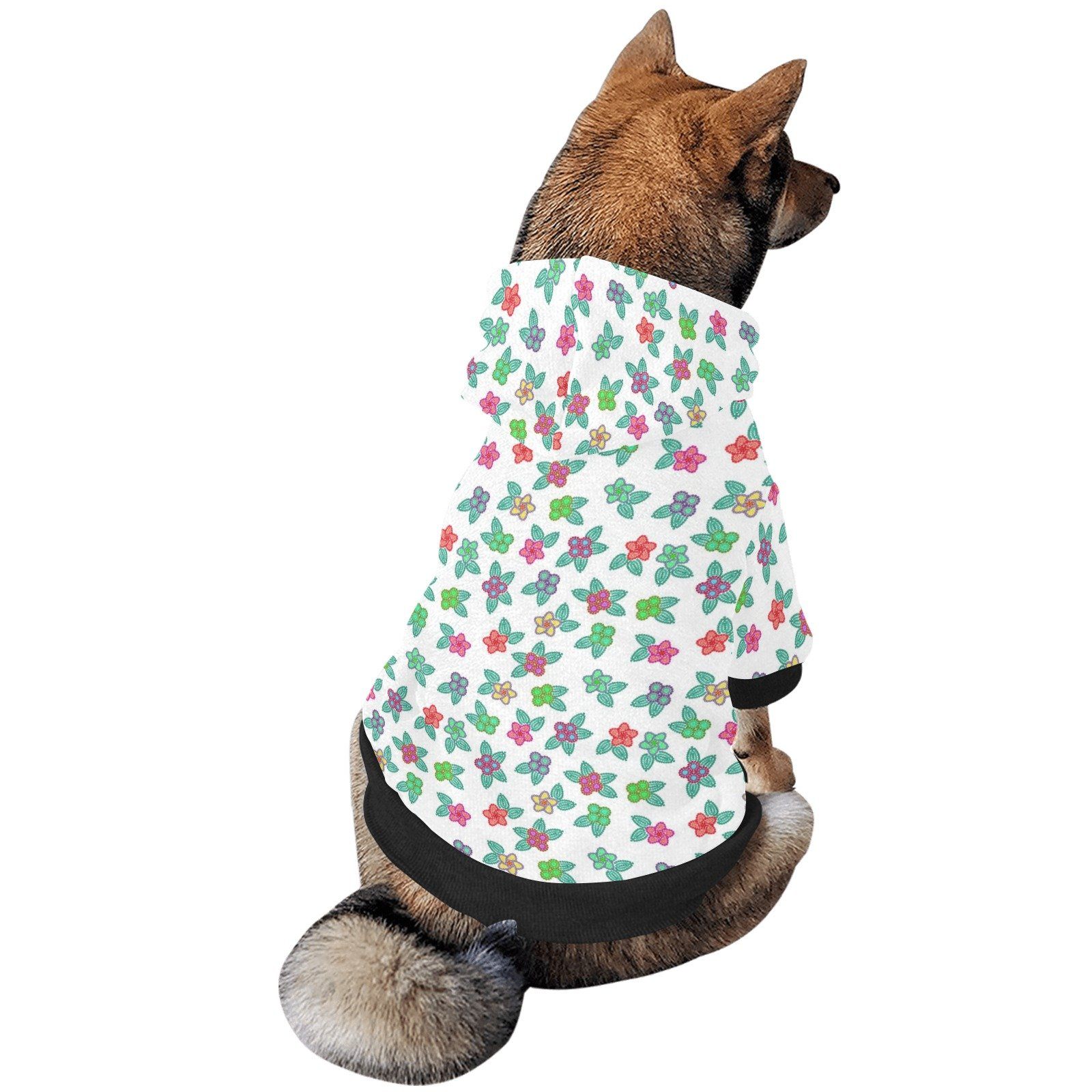 Berry Flowers White Pet Dog Hoodie Pet Dog Hoodie e-joyer 