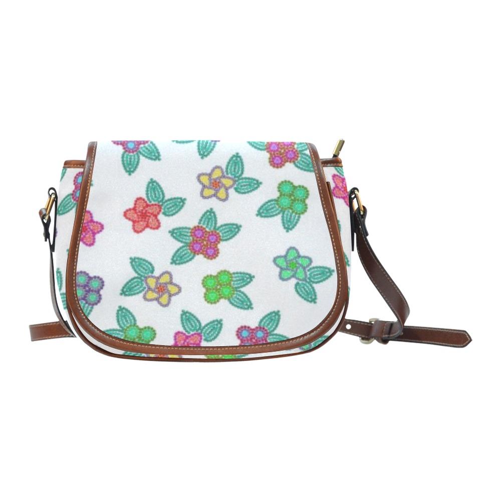 Berry Flowers White Saddle Bag/Small (Model 1649) Full Customization bag e-joyer 