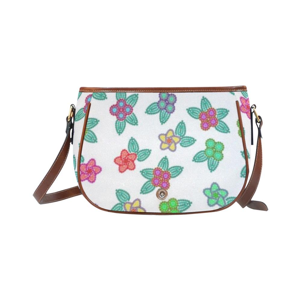 Berry Flowers White Saddle Bag/Small (Model 1649) Full Customization bag e-joyer 