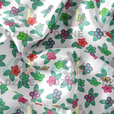 Berry Flowers White Satin Fabric 49DzineStore 