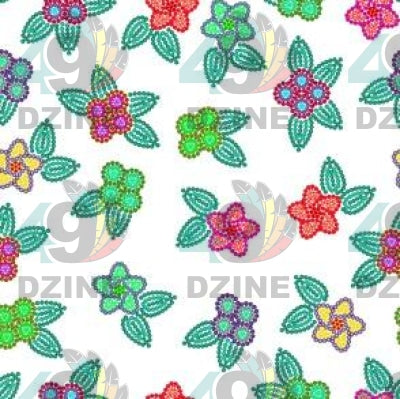 Berry Flowers White Satin Fabric 49DzineStore 