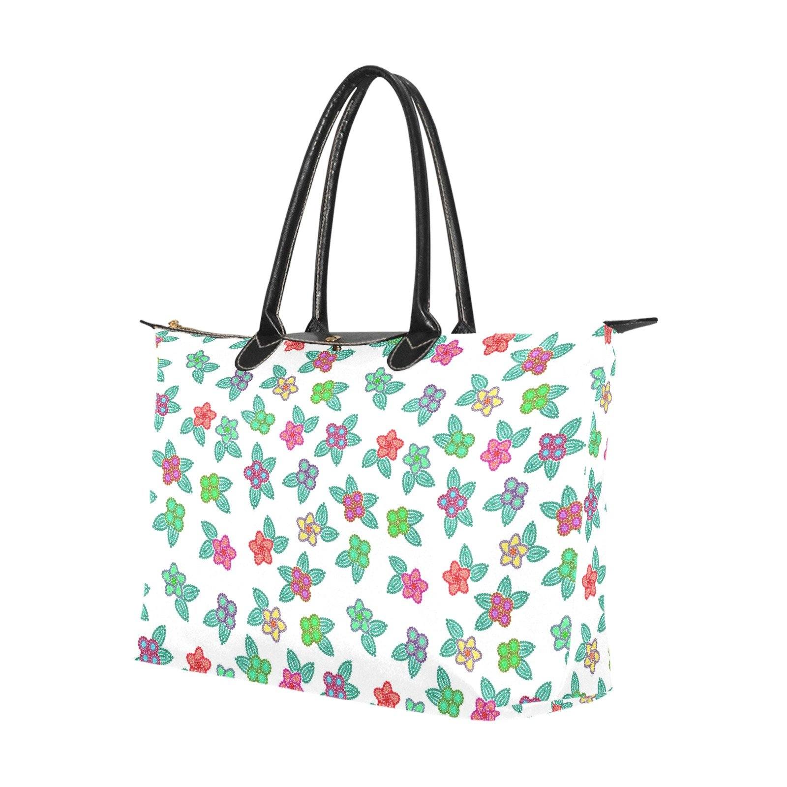 Berry Flowers White Single-Shoulder Lady Handbag (Model 1714) bag e-joyer 