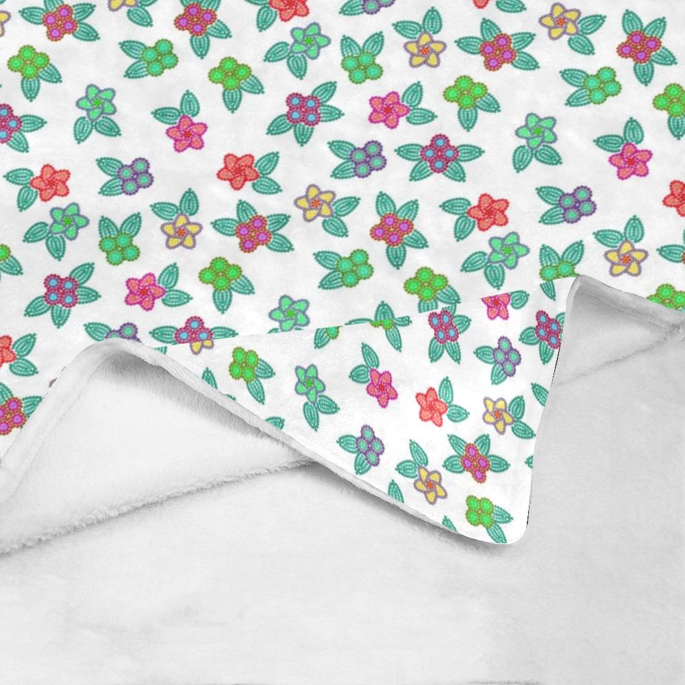 Berry Flowers White Ultra-Soft Micro Fleece Blanket 50"x60" Ultra-Soft Blanket 50''x60'' e-joyer 