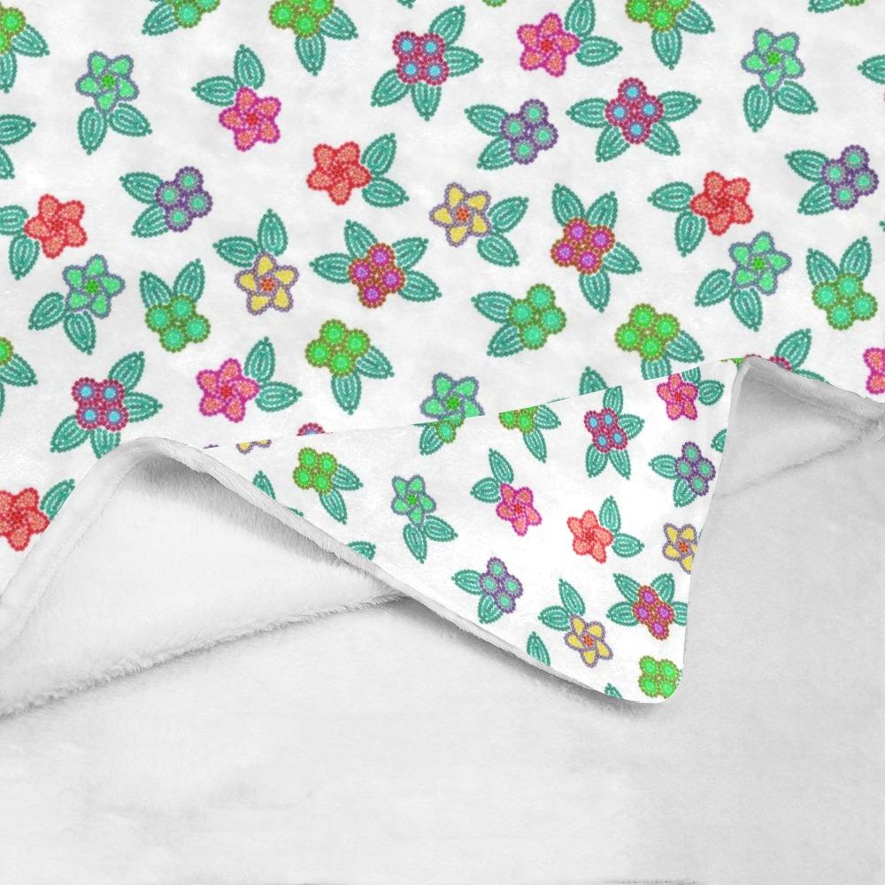Berry Flowers White Ultra-Soft Micro Fleece Blanket 60"x80" Ultra-Soft Blanket 60''x80'' e-joyer 