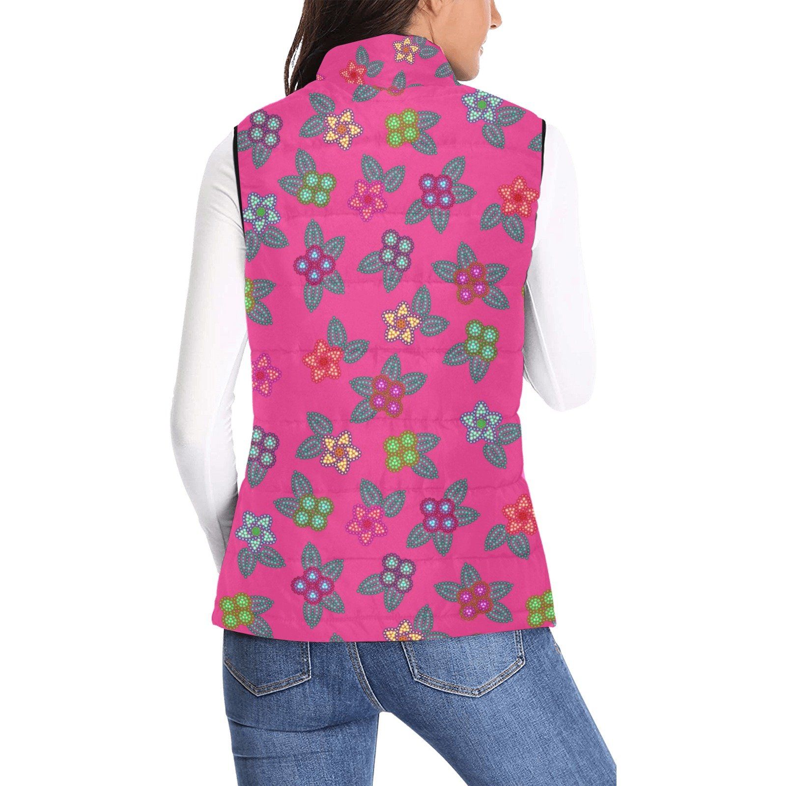 Berry Flowers Women's Padded Vest Jacket (Model H44) Women's Padded Vest Jacket (H44) e-joyer 