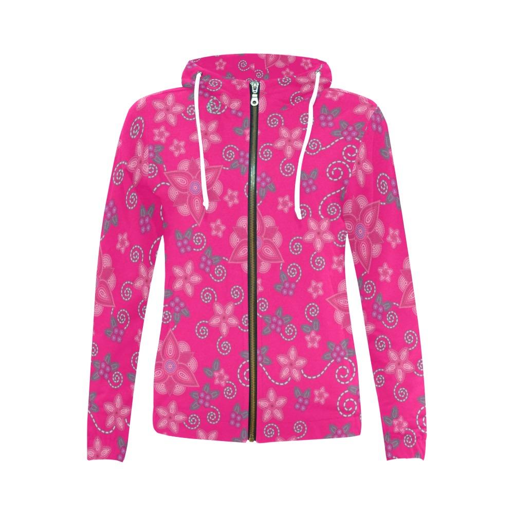 Berry Picking Pink All Over Print Full Zip Hoodie for Women (Model H14) All Over Print Full Zip Hoodie for Women (H14) e-joyer 