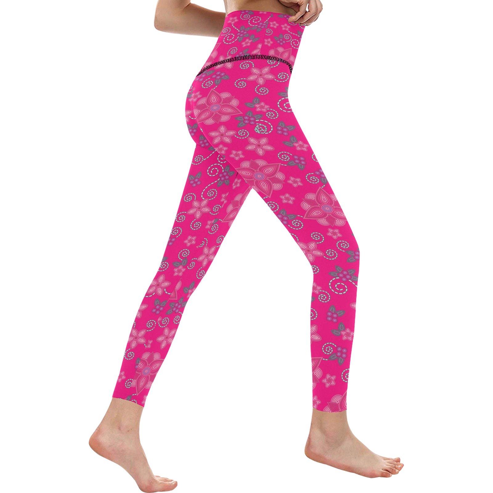 Berry Picking Pink All Over Print High-Waisted Leggings (Model L36) High-Waisted Leggings (L36) e-joyer 